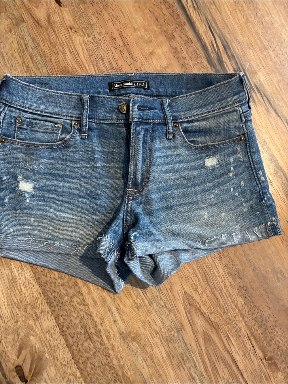 Abercrombie & Fitch Faded Blue Distressed Denim Cutoff Shorts